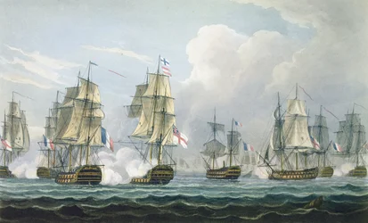 Azione di Sir Richard Strachan dopo la Battaglia di Trafalgar il 5 novembre 1805, inciso da T. Sutherland per 